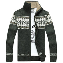Load image into Gallery viewer, Winter  Sweater Coat Christmas snowflake print Knitted Full Zip Casual Warm Wool

