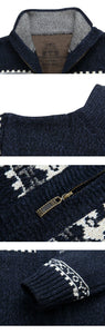 Winter  Sweater Coat Christmas snowflake print Knitted Full Zip Casual Warm Wool