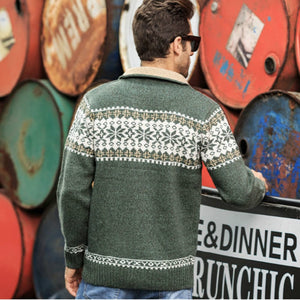 Winter  Sweater Coat Christmas snowflake print Knitted Full Zip Casual Warm Wool