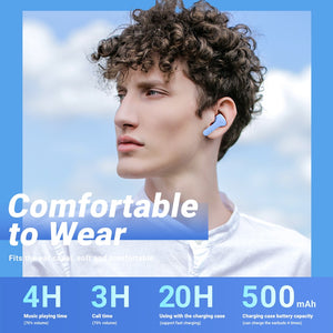 Earphone Wireless Bluetooth 5.0 Headphones Sports Gaming Headsets Noise Reduction Earbuds with Mic + Free cover