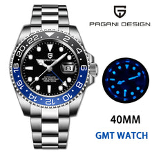 Load image into Gallery viewer, PAGANI DESIGN New Luxury Men Mechanical Wristwatch Stainless Steel GMT Watch Top Brand Sapphire Glass
