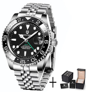 PAGANI DESIGN New Luxury Men Mechanical Wristwatch Stainless Steel GMT Watch Top Brand Sapphire Glass