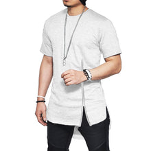 Load image into Gallery viewer, T-shirt Summer Short Sleeve Zipper Fashion Curved hem Cotton
