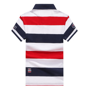 Polo New style Fashion Summer Men Wide stripe Casual embroidery Short sleeve