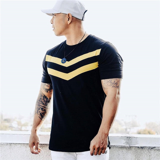 T-shirt Cotton Short Sleeves Male Solid stripe