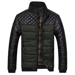 Winter Jackets and Coats PU Patchwork Designer Jackets Outerwear