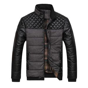 Winter Jackets and Coats PU Patchwork Designer Jackets Outerwear