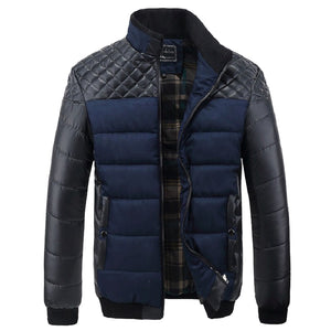 Winter Jackets and Coats PU Patchwork Designer Jackets Outerwear