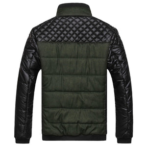 Winter Jackets and Coats PU Patchwork Designer Jackets Outerwear