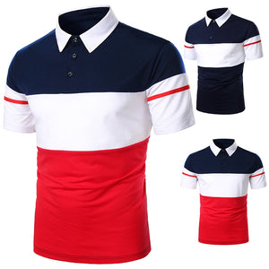 Polo Shirt Short Sleeve Contrast Color Casual Fashion