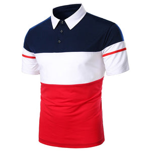 Polo Shirt Short Sleeve Contrast Color Casual Fashion