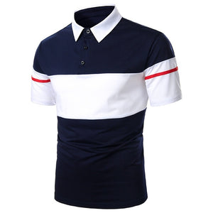 Polo Shirt Short Sleeve Contrast Color Casual Fashion