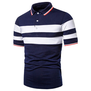 Polo Shirt Short Sleeve Contrast Color Casual Fashion