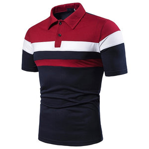 Polo Shirt Short Sleeve Contrast Color Casual Fashion