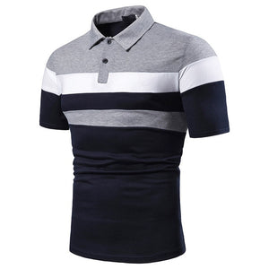 Polo Shirt Short Sleeve Contrast Color Casual Fashion