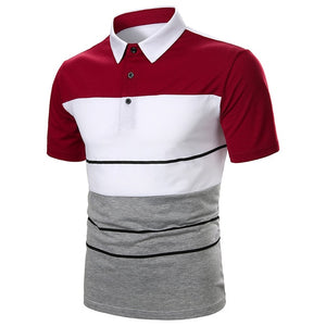 Polo Shirt Short Sleeve Contrast Color Casual Fashion