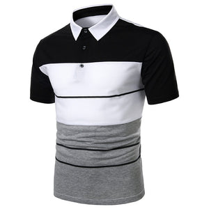 Polo Shirt Short Sleeve Contrast Color Casual Fashion