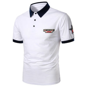 Polo Shirt Short Sleeve Contrast Color Casual Fashion