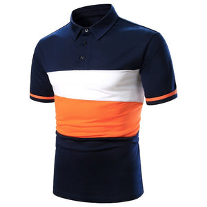 Polo Shirt Short Sleeve Contrast Color Casual Fashion