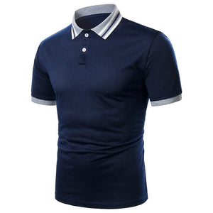 Polo Shirt Short Sleeve Contrast Color Casual Fashion