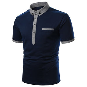 Polo Shirt Short Sleeve Contrast Color Casual Fashion