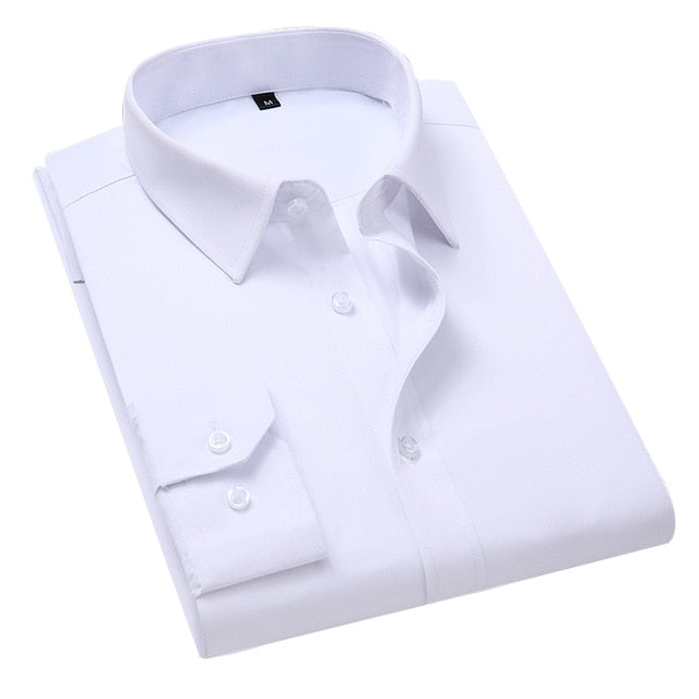 Men's Business Shirt Fashion Casual Slim Whit Long Sleeve