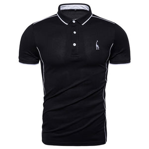 POLO Shirt Turn Down Collar Casual Giraffe Embroidery