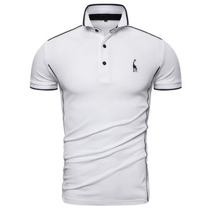 POLO Shirt Turn Down Collar Casual Giraffe Embroidery