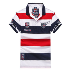 Polo New style Fashion Summer Men Wide stripe Casual embroidery Short sleeve