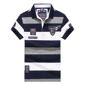 Polo New style Fashion Summer Men Wide stripe Casual embroidery Short sleeve